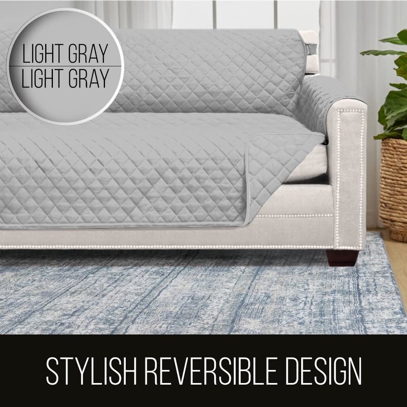 Sofa Shield Recliner Slip Cover with Patented Strap, Cushion Protector, US Designed Reversible Stain and Dog Tear Resistant Slipcover, 25 inch Seat, Washable Covers for Dogs Pets, Light Gray - Image 5